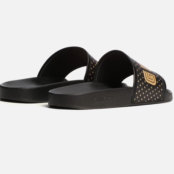 Gucci SUPREME GUCCY STAR LEATHER SLIDE SANDALS 13G main image 4